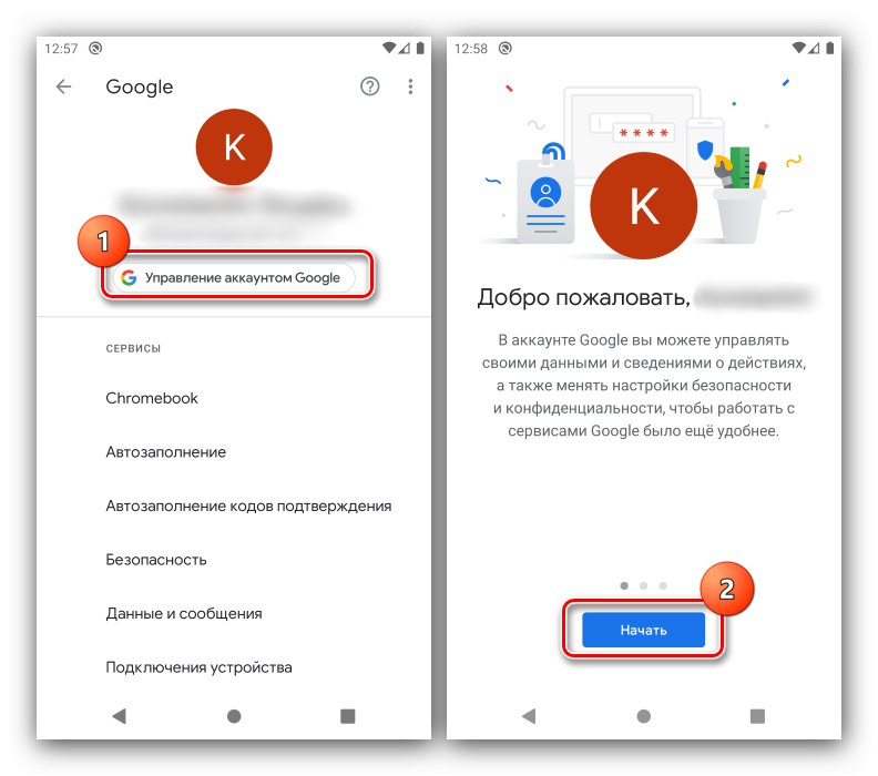Отворите управљање налогом да бисте избрисали контакте за опоравак у Андроиду