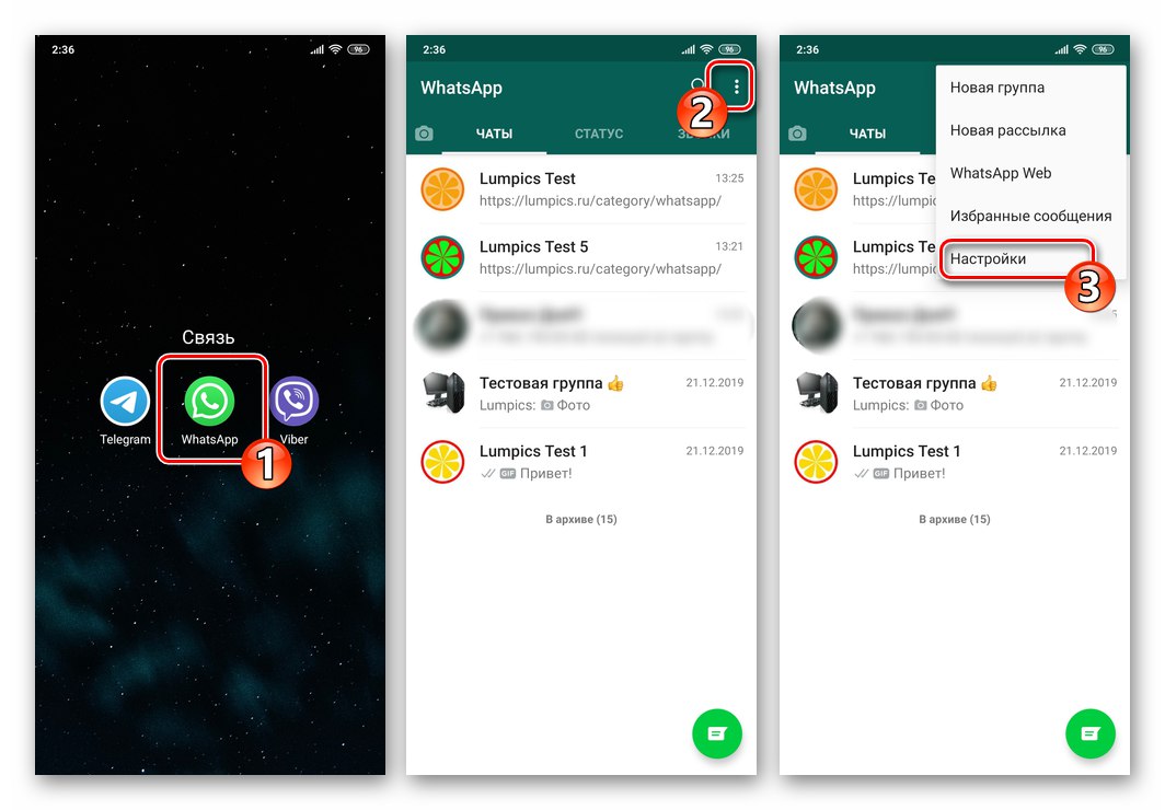 WhatsApp pre Android - otvorte Messenger, choďte na jeho Nastavenia