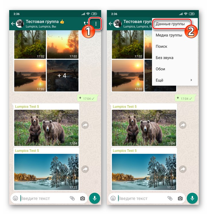 WhatsApp за Android - Обадете се на екрана с подробности за групата или прегледайте контакт в чат