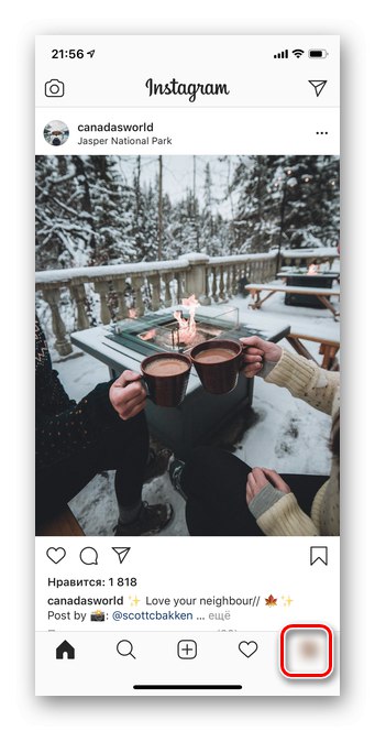Kliknij awatar w aplikacji mobilnej Instagram