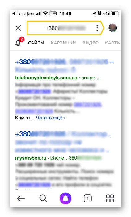 نتایج جستجو در Yandex با بررسی تعداد نامعلوم در آیفون