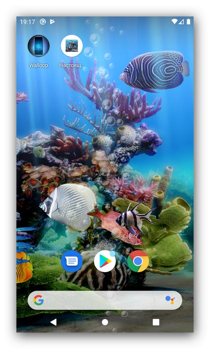 Dokončajte namestitev ozadja v živo v aplikaciji Real Aquarium v Androidu
