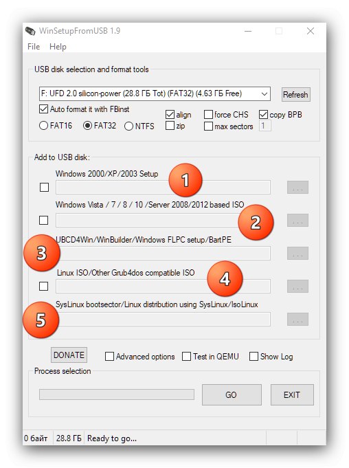 تصاویر ایجاد شده در WinSetupFromUSB برای ایجاد درایو فلش USB چند بوت با ویندوز 10