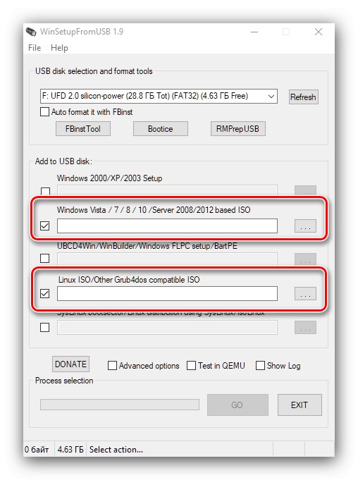 انتخاب تصاویر نمونه در WinSetupFromUSB برای ایجاد یک درایو فلش USB چند بوت با ویندوز 10
