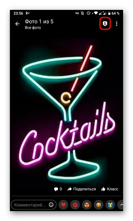 تحديد خيار لوضع علامات على صورة في تطبيق Odnoklassniki للهاتف المحمول