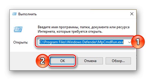 Wpisanie polecenia w oknie Uruchom, aby uruchomić Defender w systemie Windows 10