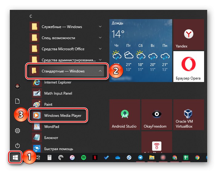 Zagon standardnega predvajalnika Windows Media Player