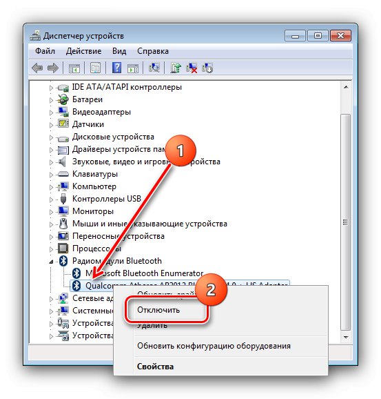 Прекъсване на връзката на устройство за изключване на Bluetooth в Windows 7 чрез Device Manager