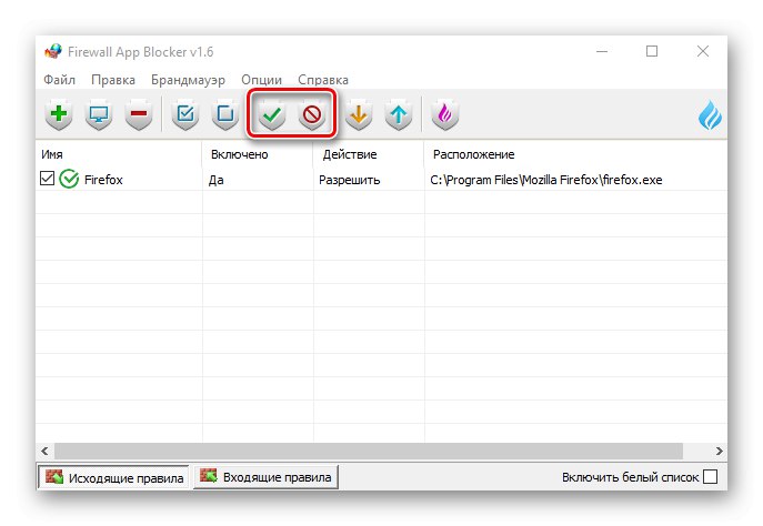 Povolenie a blokovanie prístupu na internetový program vo FAB