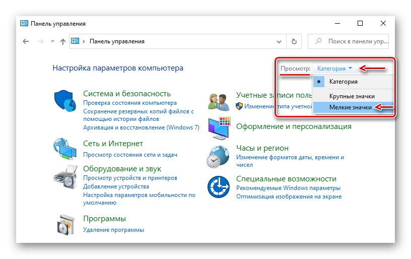 Výber veľkosti ikon na ovládacom paneli