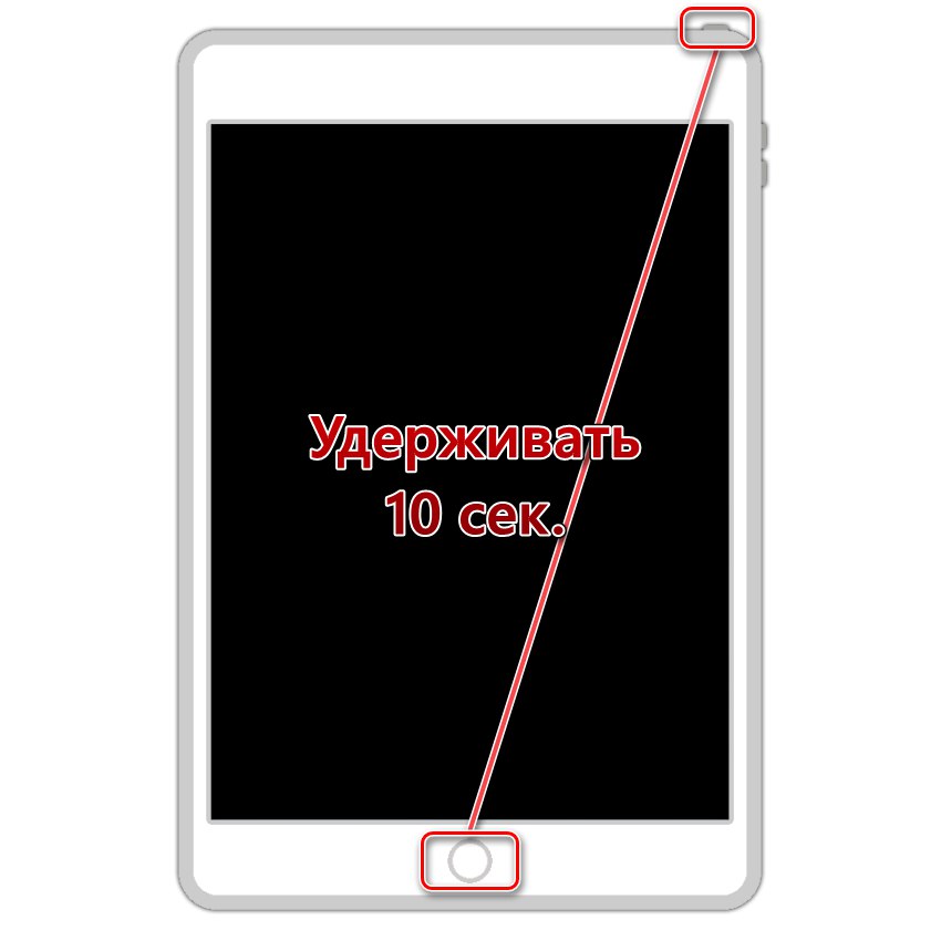 Натиснете и задръжте бутоните Начало и Захранване на iPad