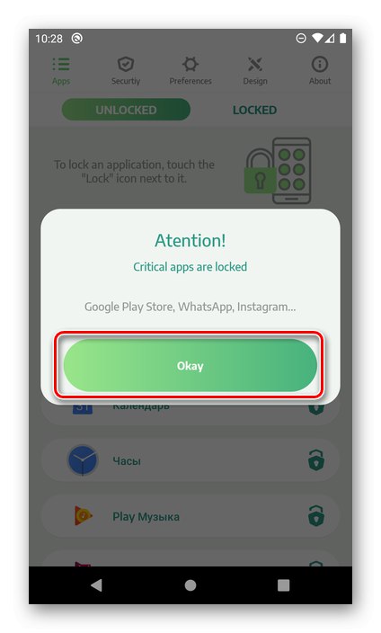 Dokončení instalace AppLock pro Android