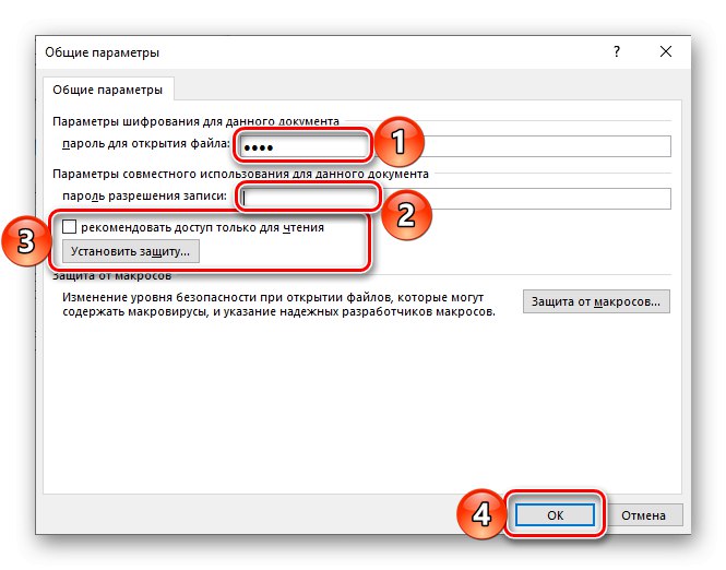 Ogólne ustawienia ochrony dla dokumentu tekstowego Microsoft Word