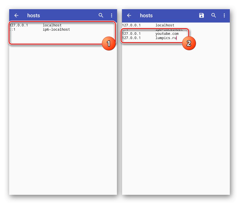 Urejanje datoteke gostitelja za blokiranje oglasov v Androidu