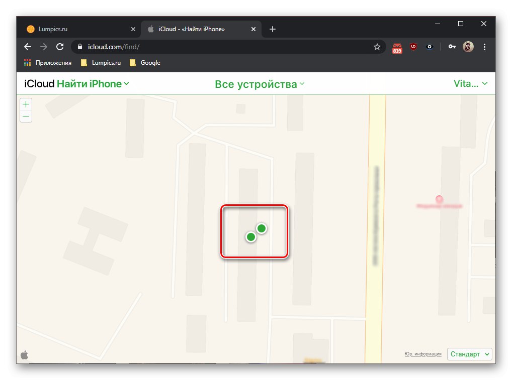 نمایش دستگاه ها در وب سایت iCloud در مرورگر برای تنظیم مجدد iPad