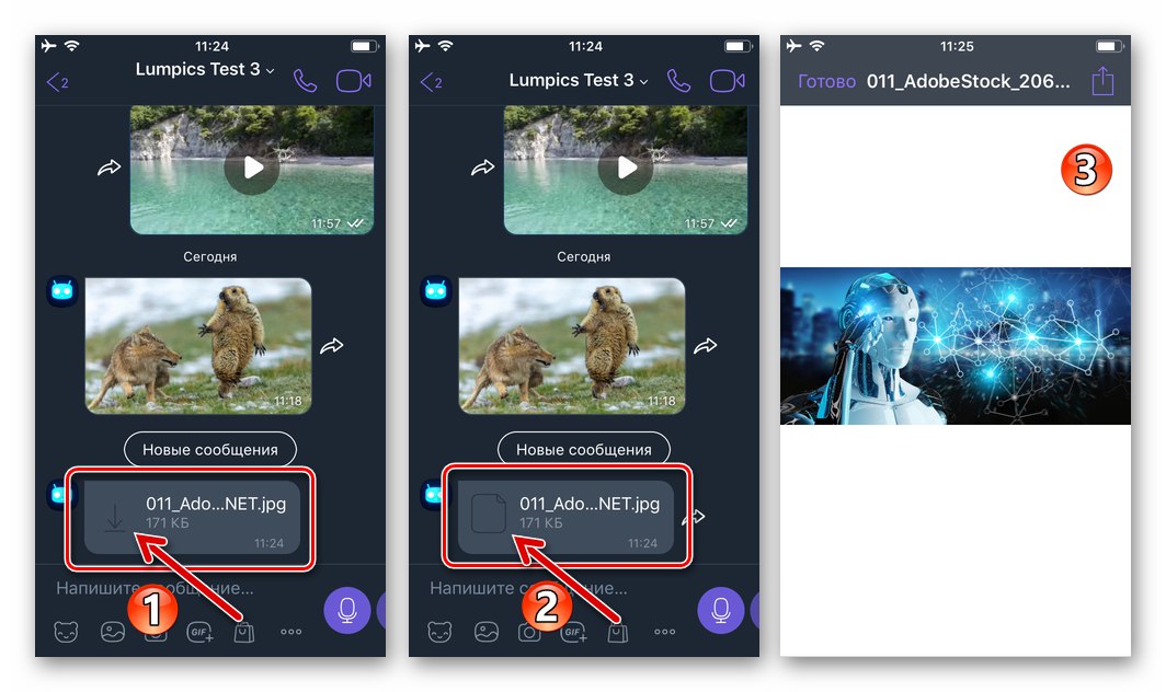 Viber за iPhone - отваряне на снимка, изпратена като файл в месинджъра