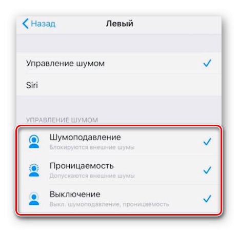 Možnosti nadzora hrupa za slušalke AirPods Pro na iPhonu