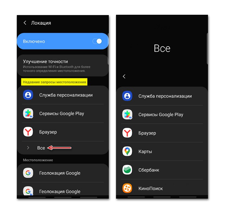 Seznam zahtev za lokacijo za Android