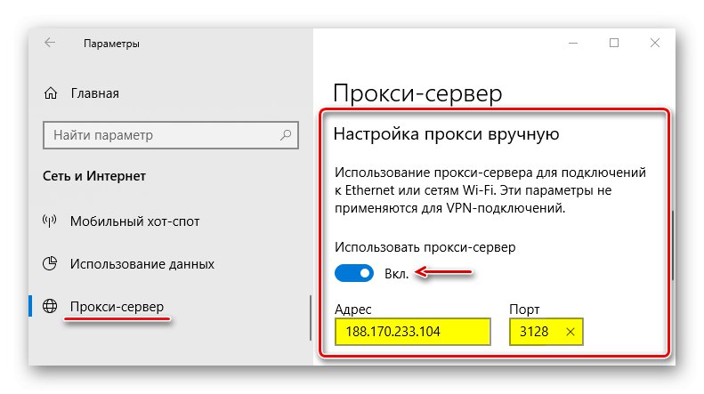 Ruční konfigurace serveru proxy