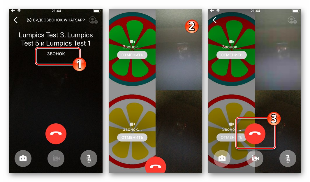 WhatsApp за iOS процесът на видео комуникация в група потребители чрез месинджър
