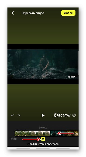 Obrezovanje videoposnetka v Efectumu