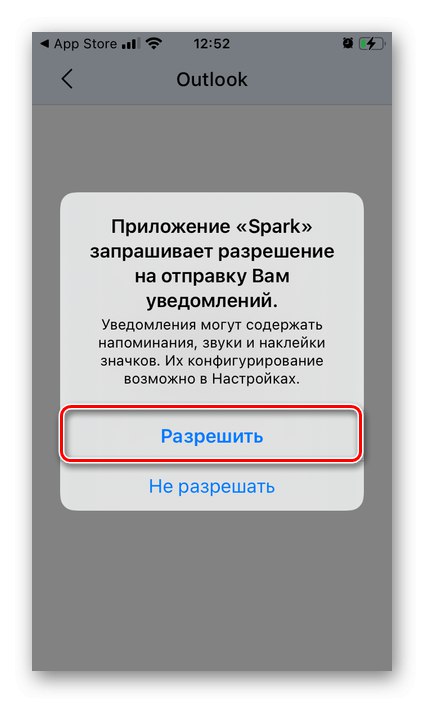 اجازه دهید اعلان ها به برنامه نامه Spark در iPhone ارسال شود