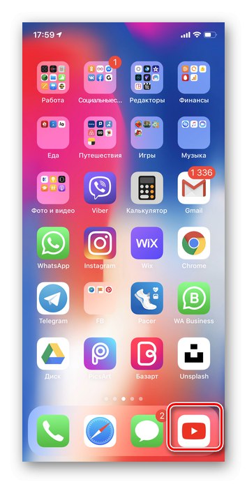 Odpiranje aplikacije YouTube za iOS