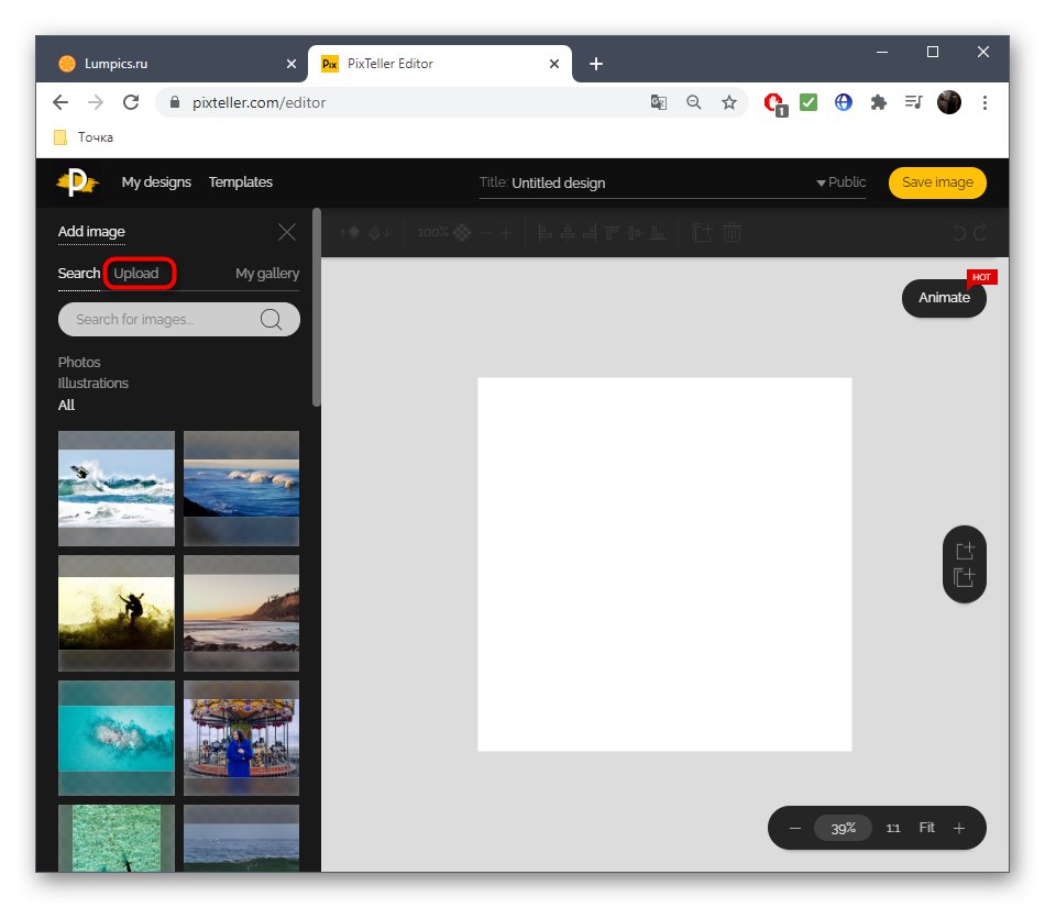 Karta na pridanie fotografie z počítača v online službe PixTeller