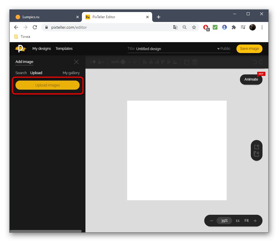 Opätovné kliknutie na tlačidlo pridať obrázok v online službe PixTeller