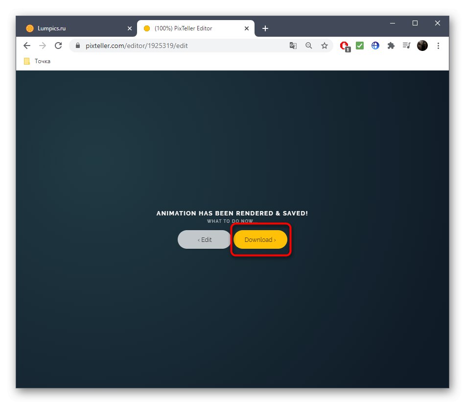 Tlačidlo na stiahnutie obrázka po spracovaní v online službe PixTeller