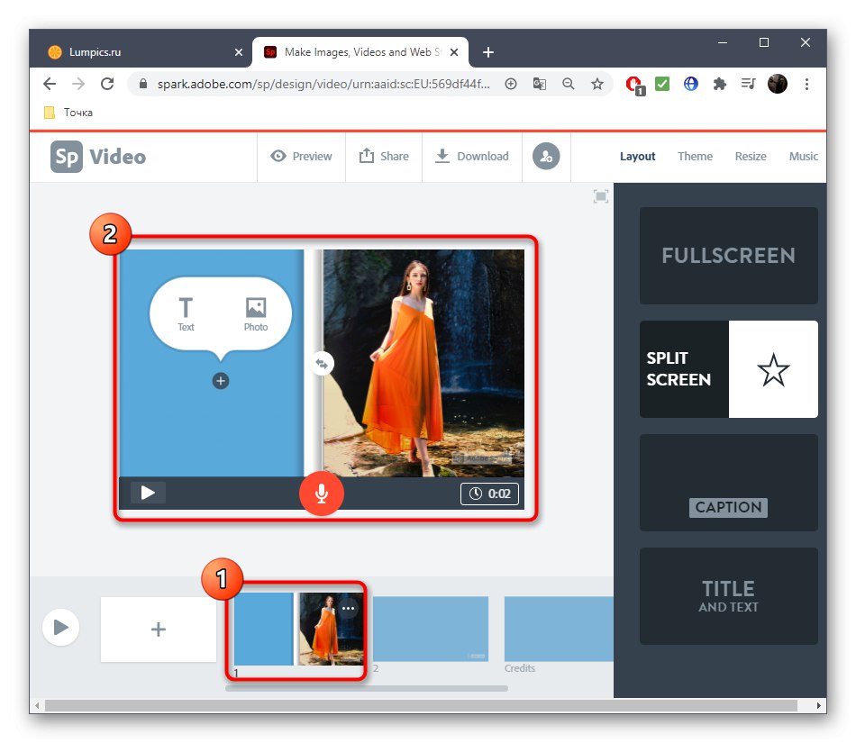 V online službe Adobe Spark rozdeľte jeden rám na dva