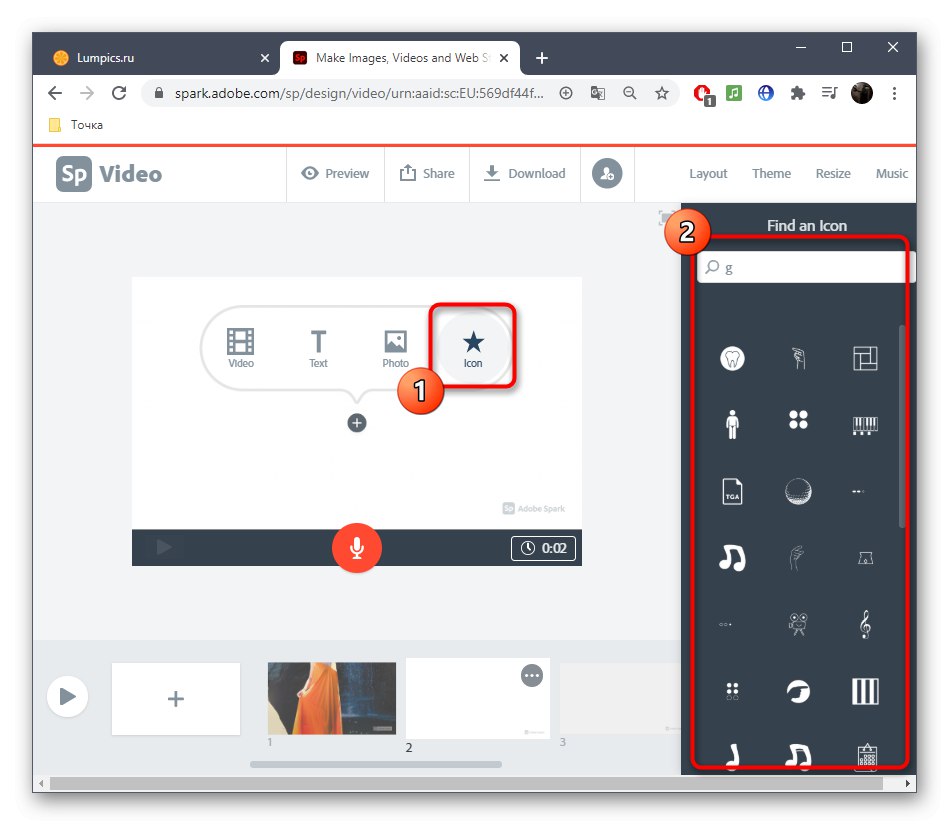 Pridávanie ikon pre obrázok v online službe Adobe Spark
