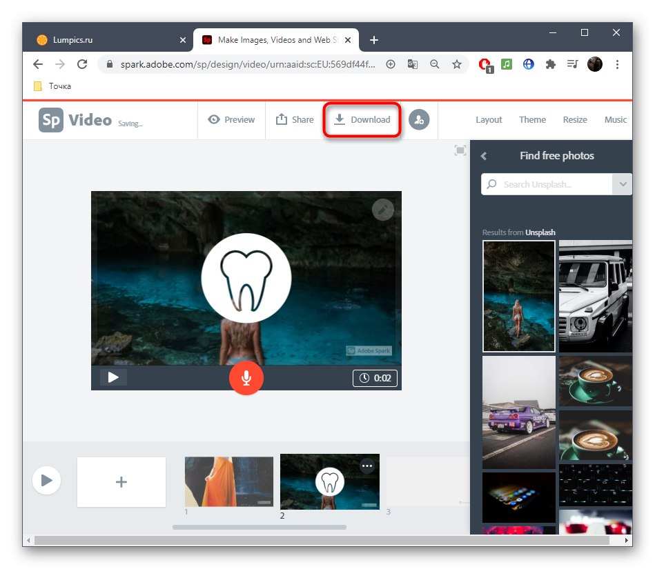 Prejdite na stiahnutie obrázka po animácii v online službe Adobe Spark