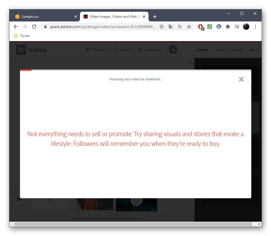 Proces ukladania obrázka po animácii v online službe Adobe Spark