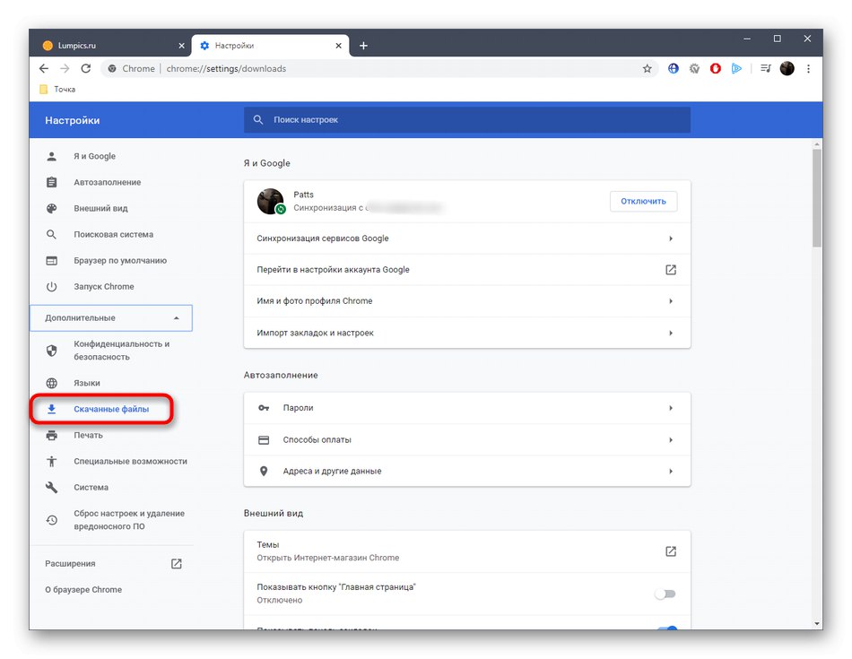 Отидете на настройка на файлове за изтегляне в браузъра чрез Windows 10