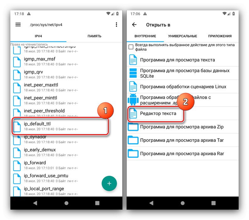 Z Root Explorerjem odprite potrebno datoteko, da ročno spremenite TTL v Androidu