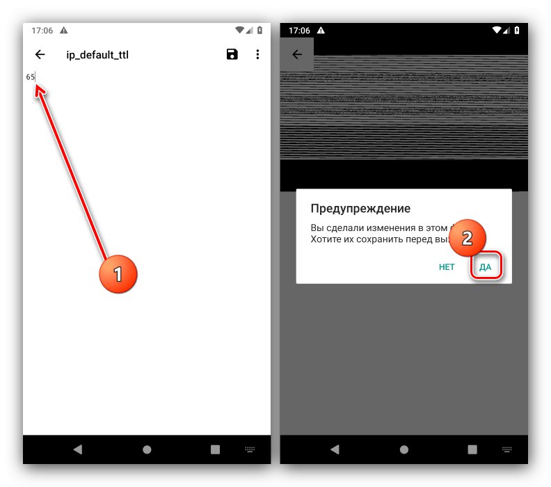 Shranjevanje sprememb za ročno spreminjanje TTL v Androidu prek Root Explorerja