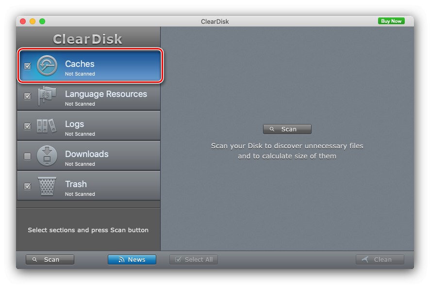 Wybierz żądany katalog, aby wyczyścić pamięć podręczną macOS za pomocą ClearDisk