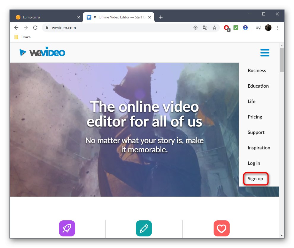 ثبت نام در سرویس آنلاین WeVideo برای چسباندن بیشتر فیلم
