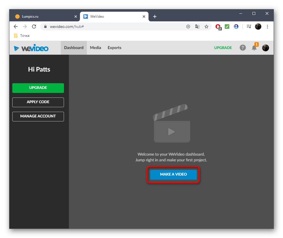 به ایجاد پروژه چسباندن فیلم در سرویس آنلاین WeVideo بروید