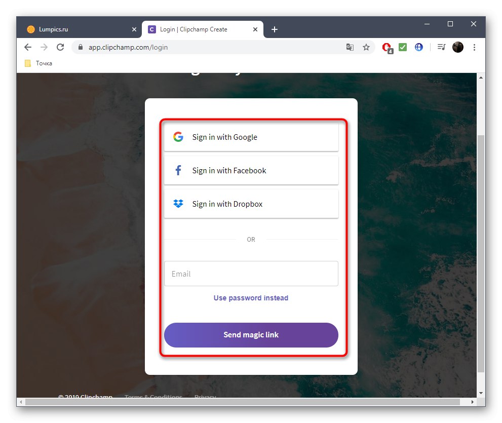 قبل از استفاده از ویرایشگر فیلم ، با سرویس آنلاین Clipchamp ثبت نام کنید
