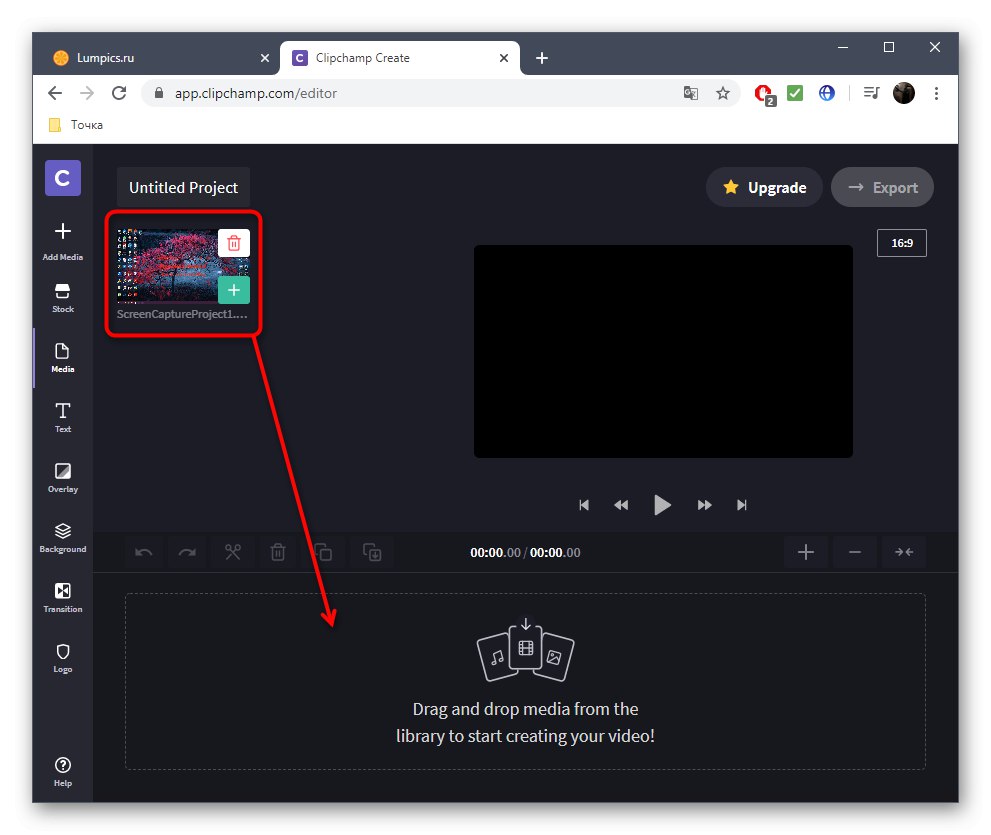 افزودن فیلم به جدول زمانی برای چسباندن در وب سرویس Clipchamp