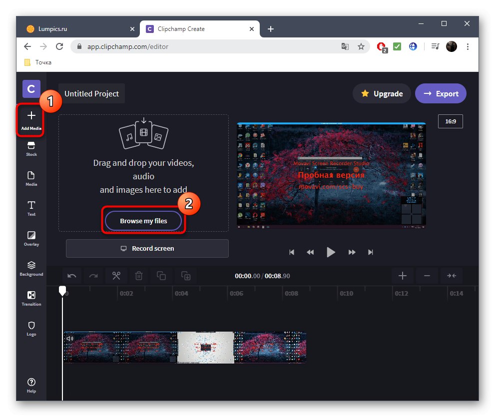 اضافه کردن پرونده های رسانه ای دیگر هنگام ویرایش یک پروژه در سرویس آنلاین Clipchamp