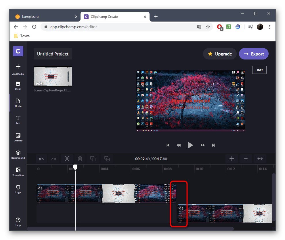 پیوستن به دو یا چند فیلم در جدول زمانی در سرویس آنلاین Clipchamp
