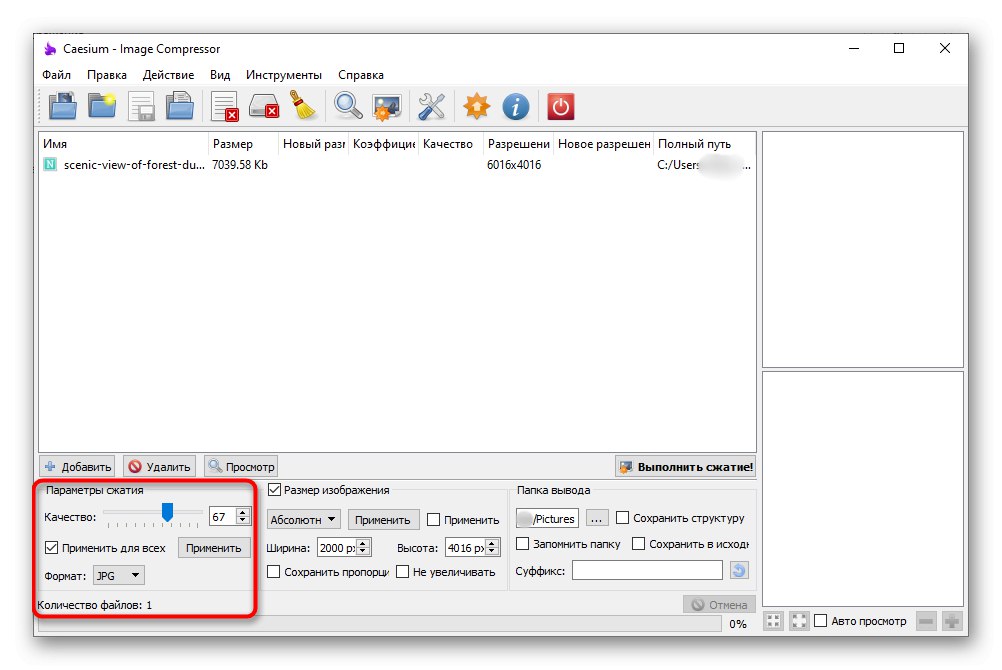 Nastavenie kvality fotografie pri jej komprimácii pomocou programu Cesium