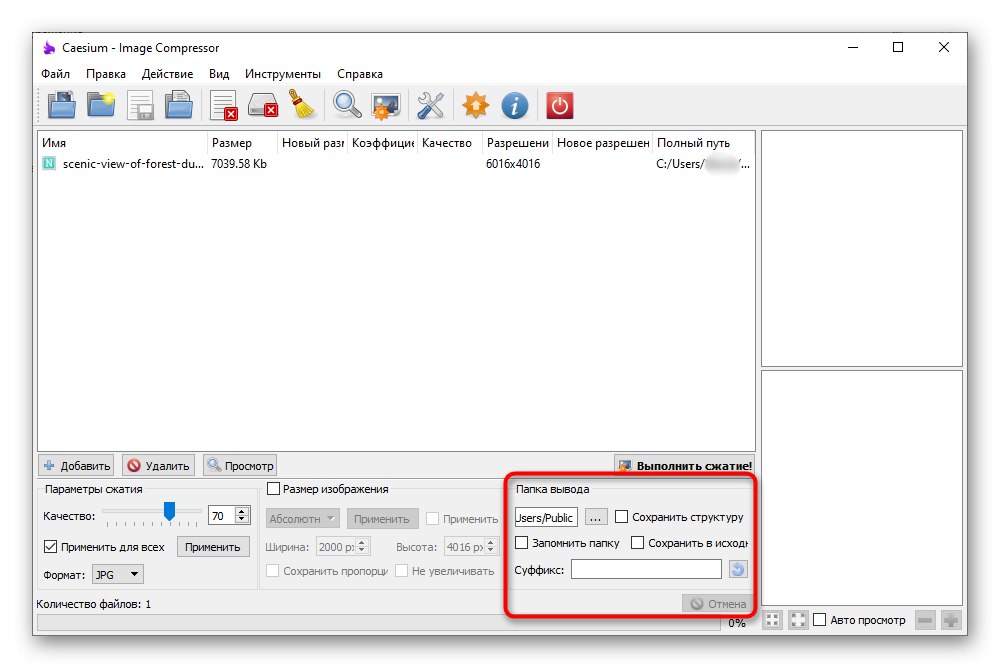 Výber miesta na uloženie fotografie pri kompresii v cesiu