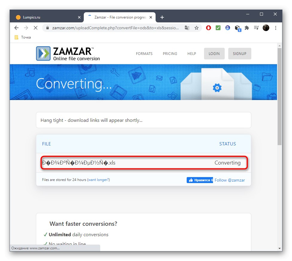 Proces premeny ODS na XLS prostredníctvom online služby Zamzar