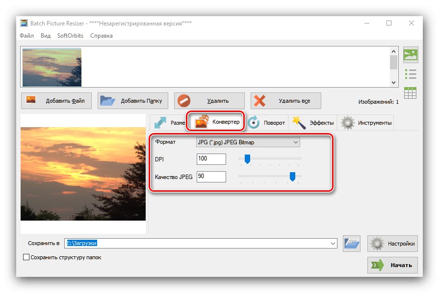 Formátovanie a kvalita možností konverzie RAW na JPG pomocou nástroja Batch Picture Resizer