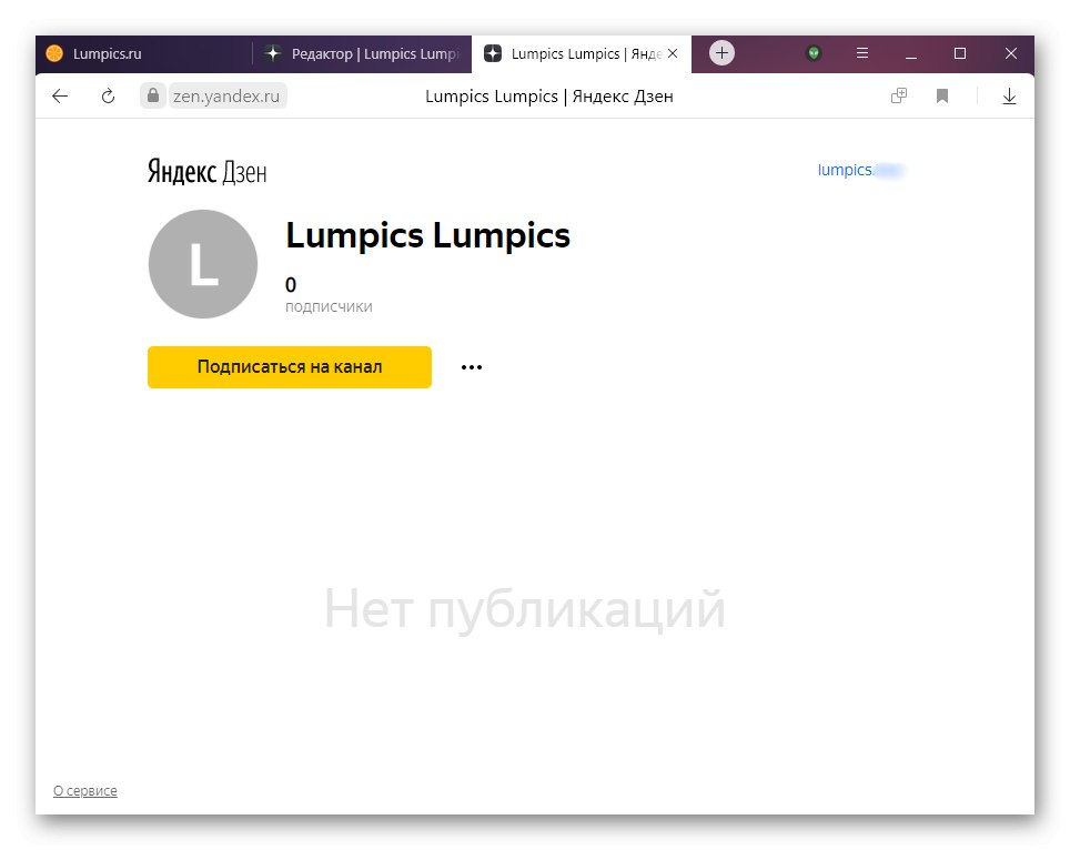 Pogled profila v Yandex.Dzene v imenu bralca