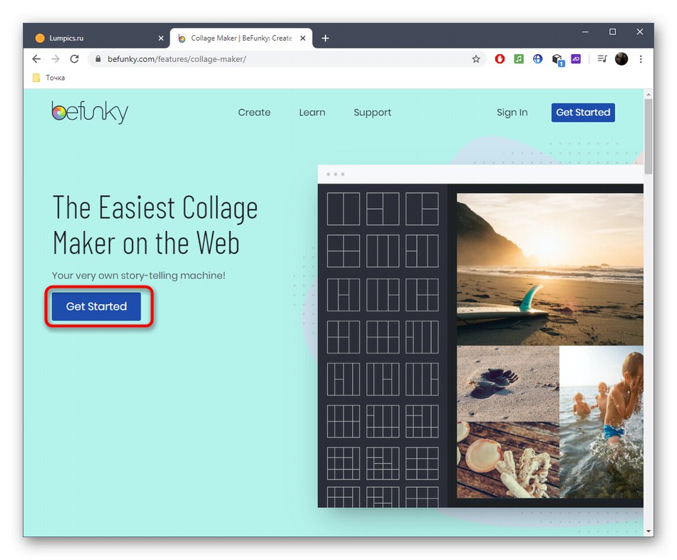 Przejdź do tworzenia kolażu ze zdjęcia za pośrednictwem usługi online BeFunky